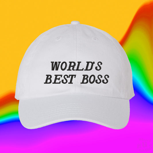 Worlds Best Boss Hat | Gift For Bosses | Custom Color Adjustable Embroidered Dad Hat