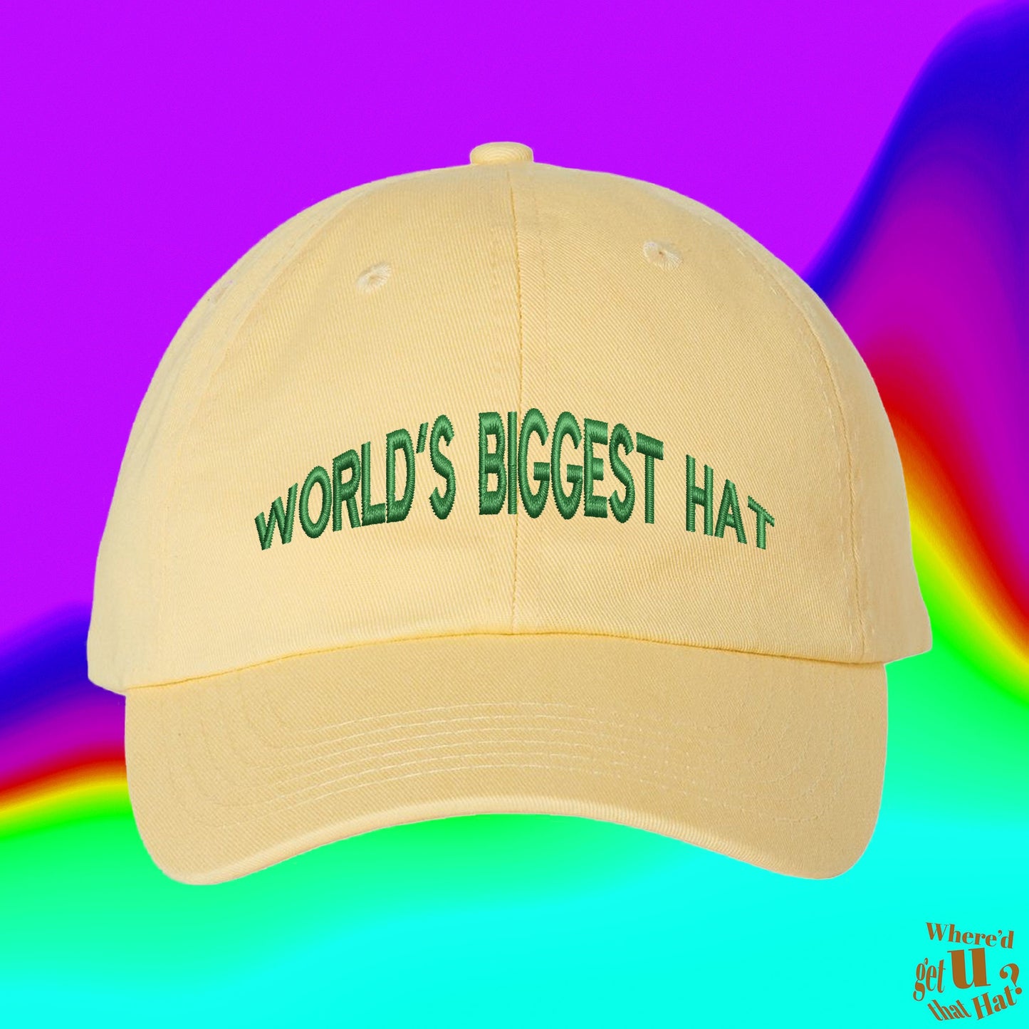 World's Biggest Hat Hat | Gag Gift | Christmas Stocking Gift | Sarcastic Ironic | Custom Color Adjustable Embroidered Dad Hat