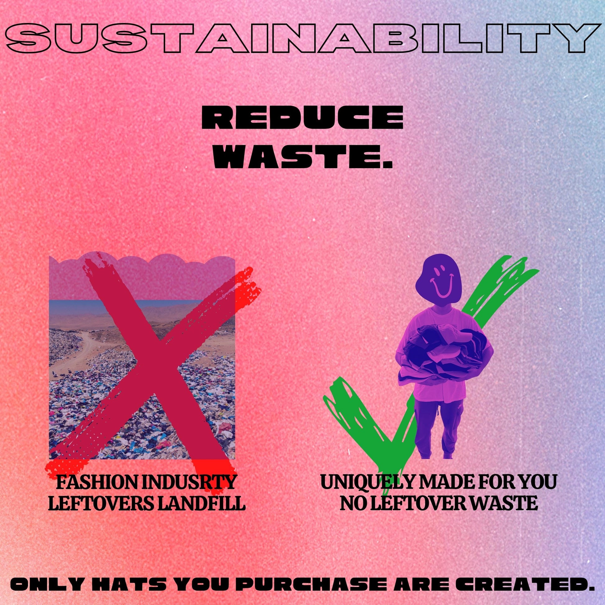 a poster with the words reduce waste and a picture of a person