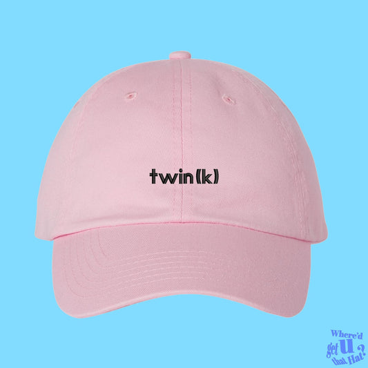 Twin(k) Funny Gay Pride Embroidered Dad Hat, Pink Femboy Humor Baseball Cap, Lgbt Queer Twink Hat, Gay Bff Gift, Pride Parade Cap (330_10)