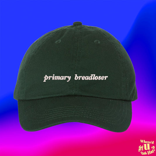 Primary Breadloser Dad Hat, Funny Shopping Spending Stay at Home Gift Custom Color Adjustable Embroidered Baseball Cap (304_07)
