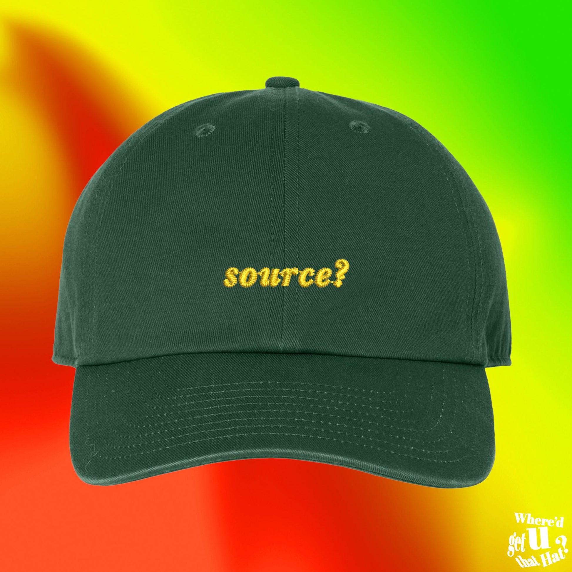 Source? Dad Hat, Funny Nerdy Fact Checker, Sceptic Humor Cap, Academic Research Core Custom Color Adjustable Embroidered Dad Hat (332_04)