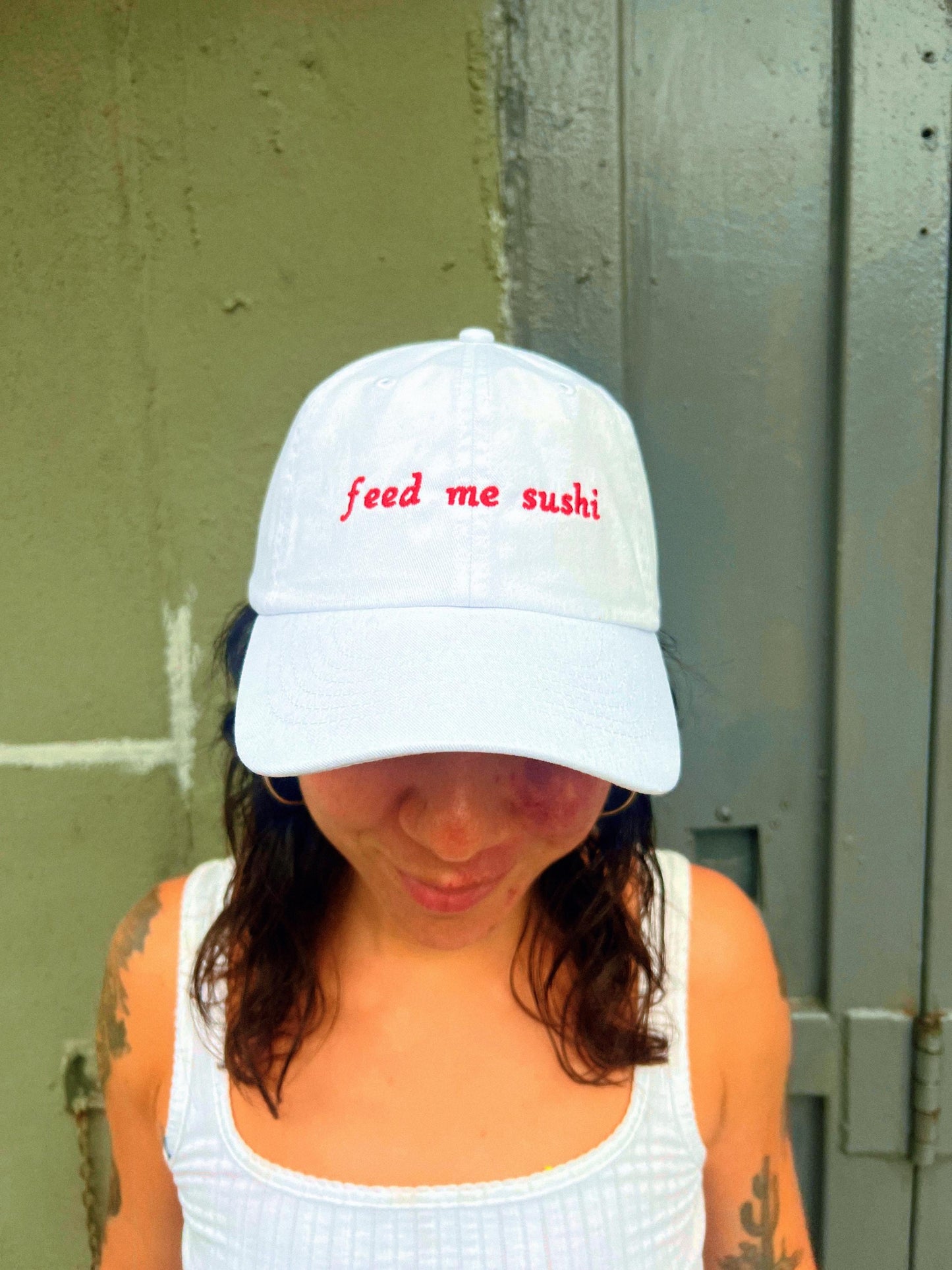 Feed Me Sushi Hat Japanese Food Gift Best Friend Gift Couples Valentines Asian Chef Custom Color Adjustable Embroidered Dad Hat (100_02)