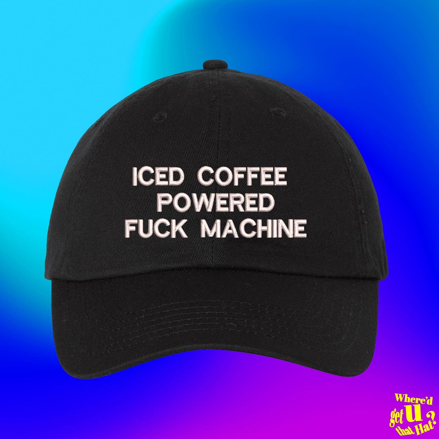 Iced Coffee Embroidered Dad Hat, Funny Coffee Lover Cap, Barista Baseball Hat, Adjustable Cap