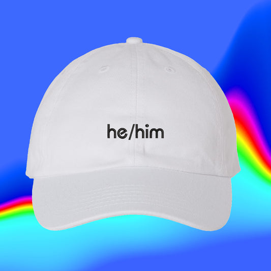 He/Him Hat | Gender Affirming Clothes | Pronouns He Him Gift | Transgender Man | Custom Adjustable Embroidered Dad Hat