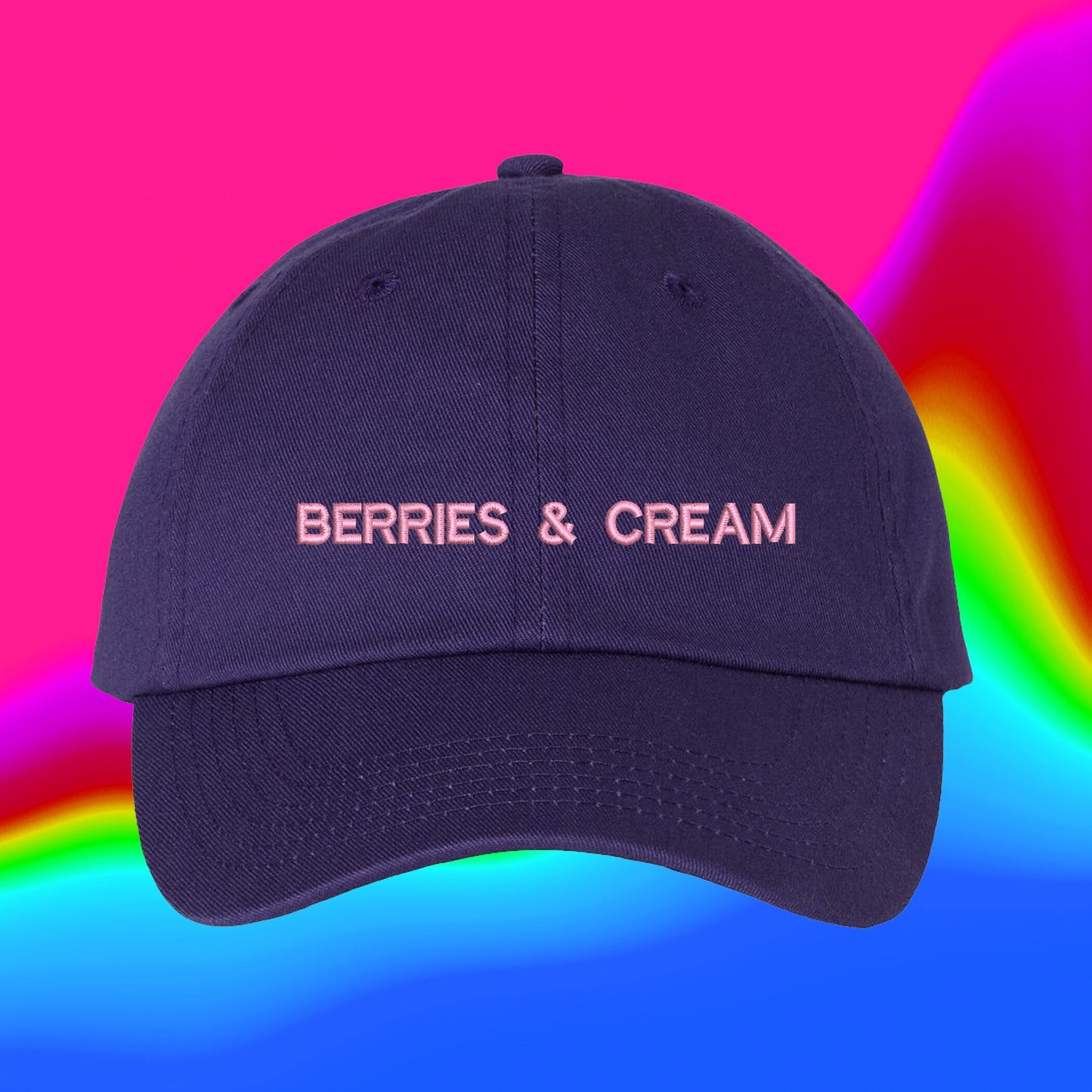 Berries And Cream Hat | Custom Color Adjustable Embroidered Dad Hat