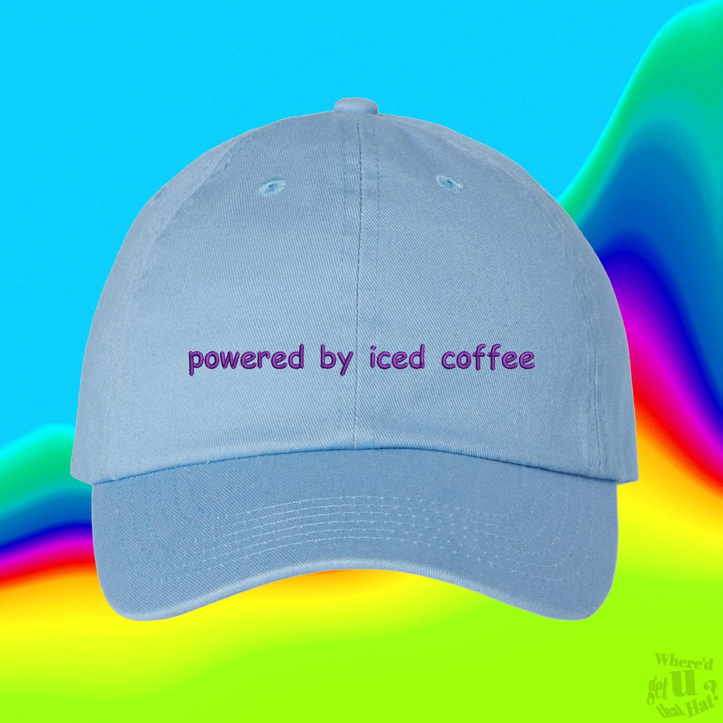 Powered By Iced Coffee Hat | christmas gifts, coffee gift, coffee lover gifts, mom gifts, women's clothing, funny clothing, gifts for her