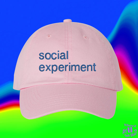 Social Experiment Hat| Custom Color Adjustable Embroidered Dad Hat