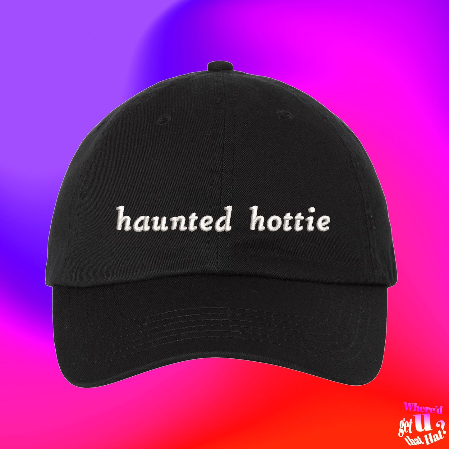 Haunted Hottie Hat | Sexy Costume | Hot Cute | Spooky Halloween Ghost Gift | Embroidered Adjustable Dad Hat