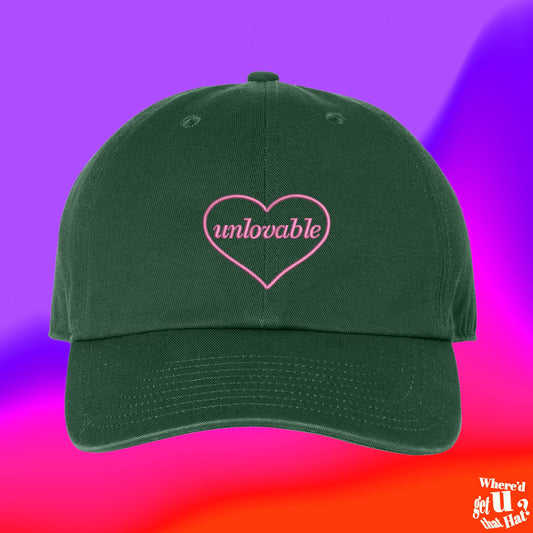 Unlovable Hat | Single Couple | Valentines Day For Girlfriend | Funny Couple | Funny Spouse|  Custom Color Adjustable Embroidered Dad Hat