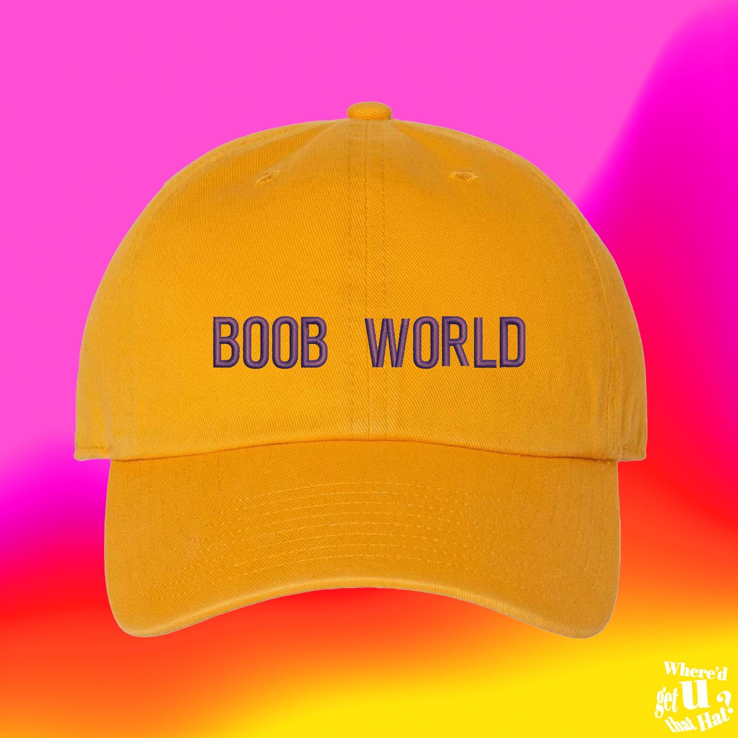 Boob World Hat | Boyfriend and Girlfriend | Funny Couple | Funny Spouse|  Custom Color Adjustable Embroidered Dad Hat