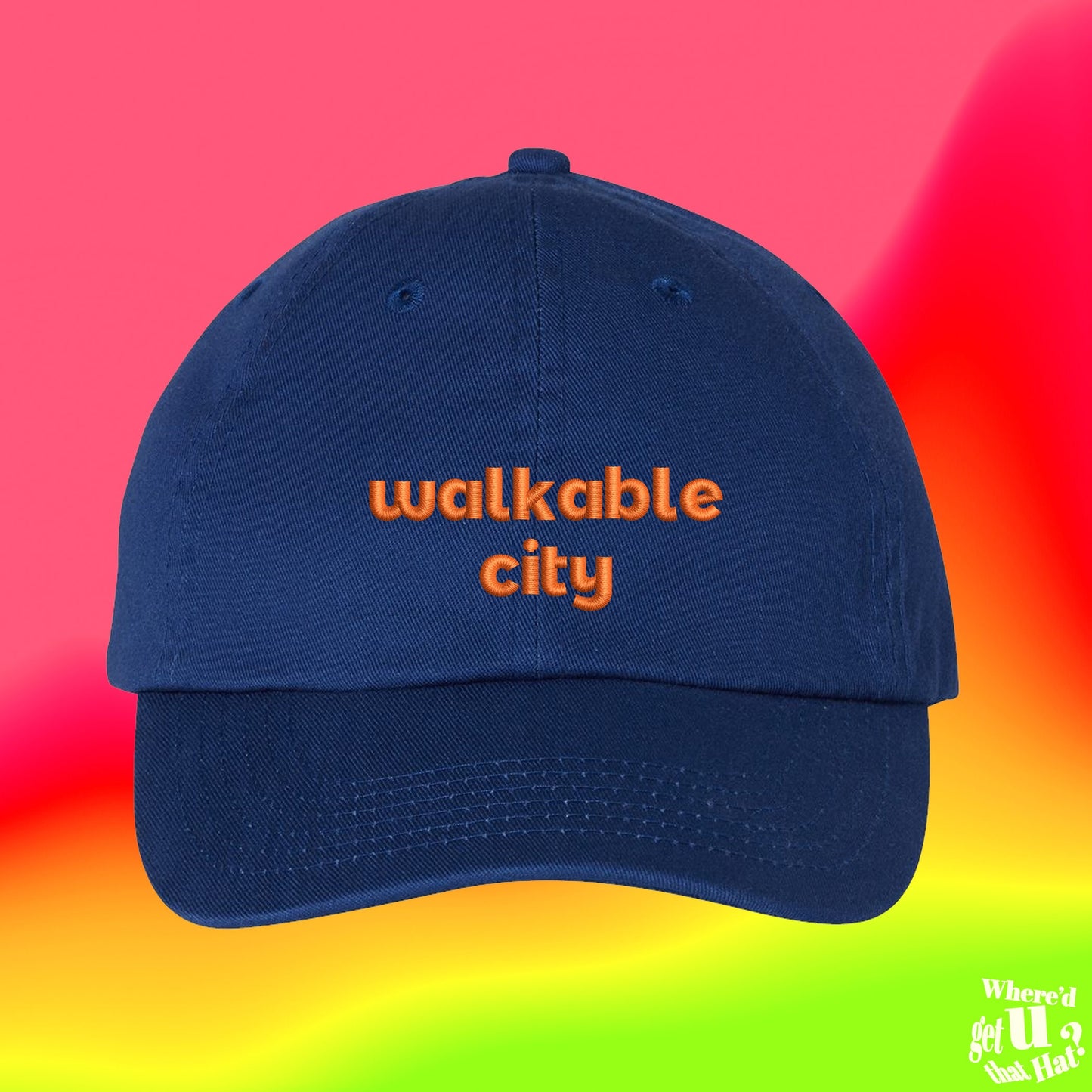 Walkable City Hat | Ball Cap | Climate Change Gift | Urban Planner Merch | Public Sidewalks | Custom Color Adjustable Embroidered Dad Hat