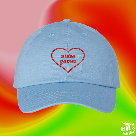 I Love Video Games Hat | Husband Wife Gift | Gay Gift | Boyfriend  | Spouse | Custom Color Adjustable Embroidered Dad Hat