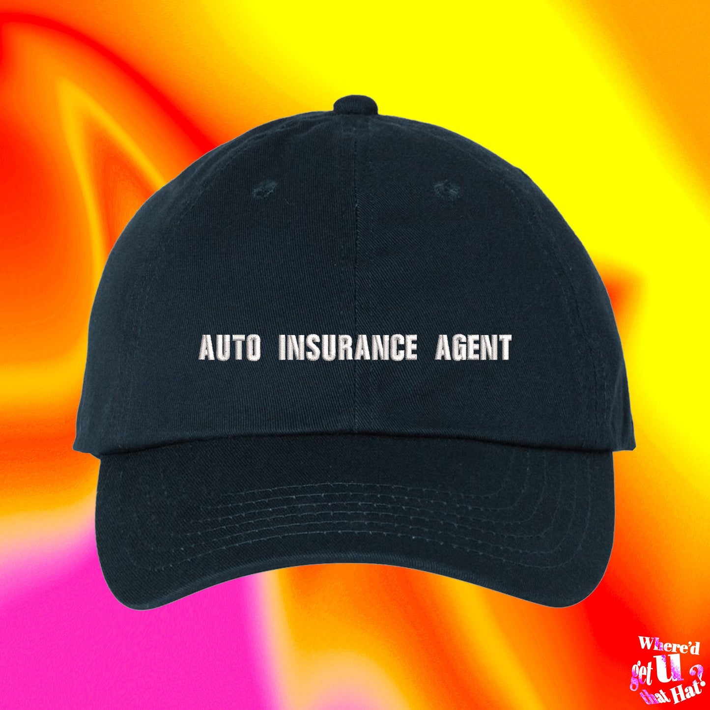 Auto Insurance Agent Hat | Ball Cap | Car Salesman Gift | Auto Loan Agent Merch | Public Roads | Custom Color Adjustable Embroidered Dad Hat