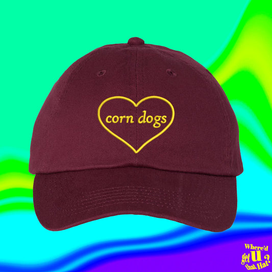 Corn Dogs Hat | Carnival | Korean | Country Fair | Custom Color Adjustable Embroidered Dad Hat