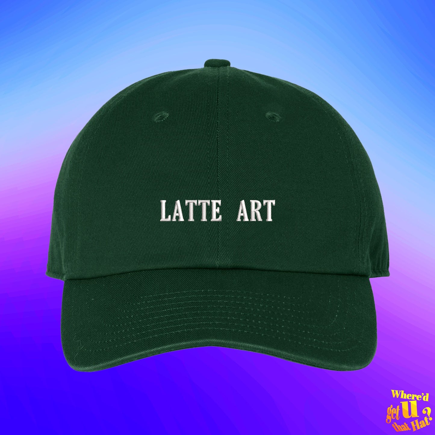 Latte Art Hat | Coffee Lovers Gift | Cup of Joe Hat | Custom Color Adjustable Embroidered Dad Hat