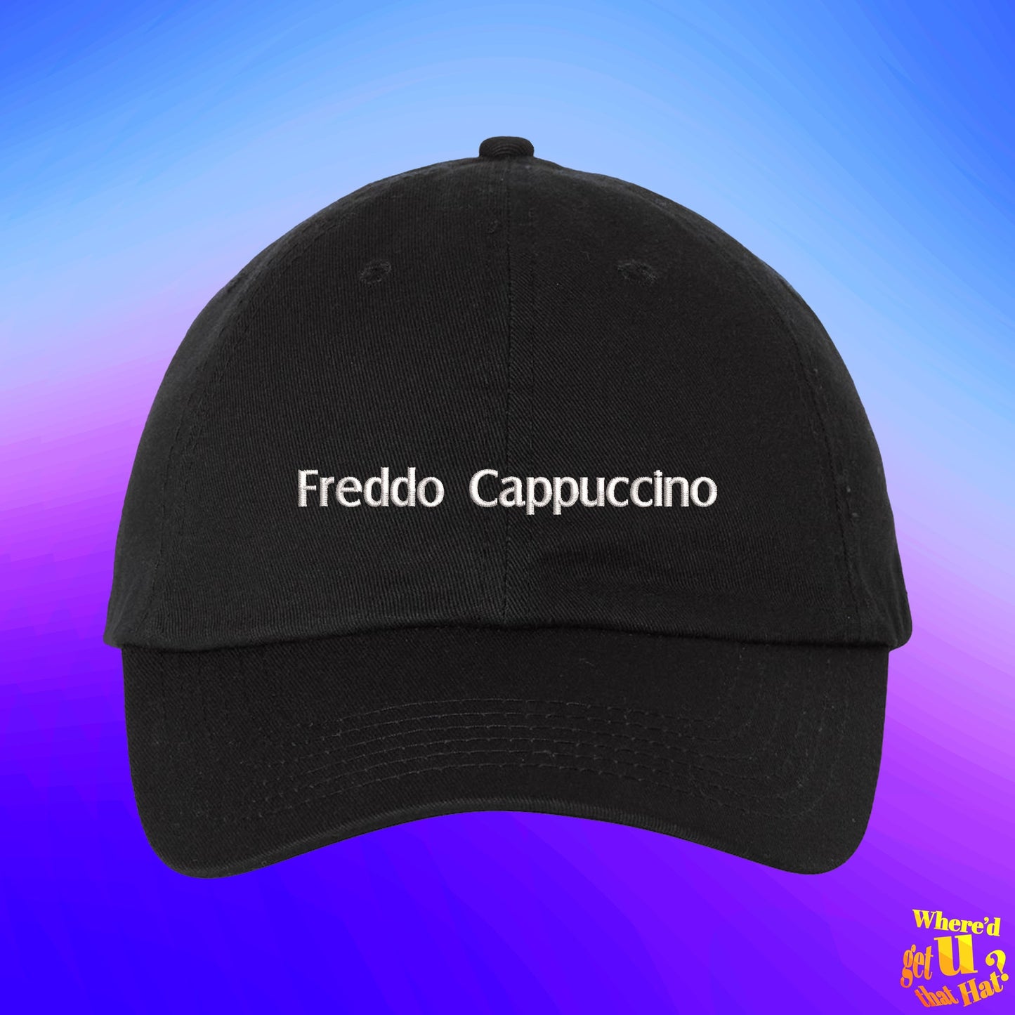 Freddo Cappuccino Hat | Coffee Lovers Gift | Cup of Joe Hat | Custom Color Adjustable Embroidered Dad Hat