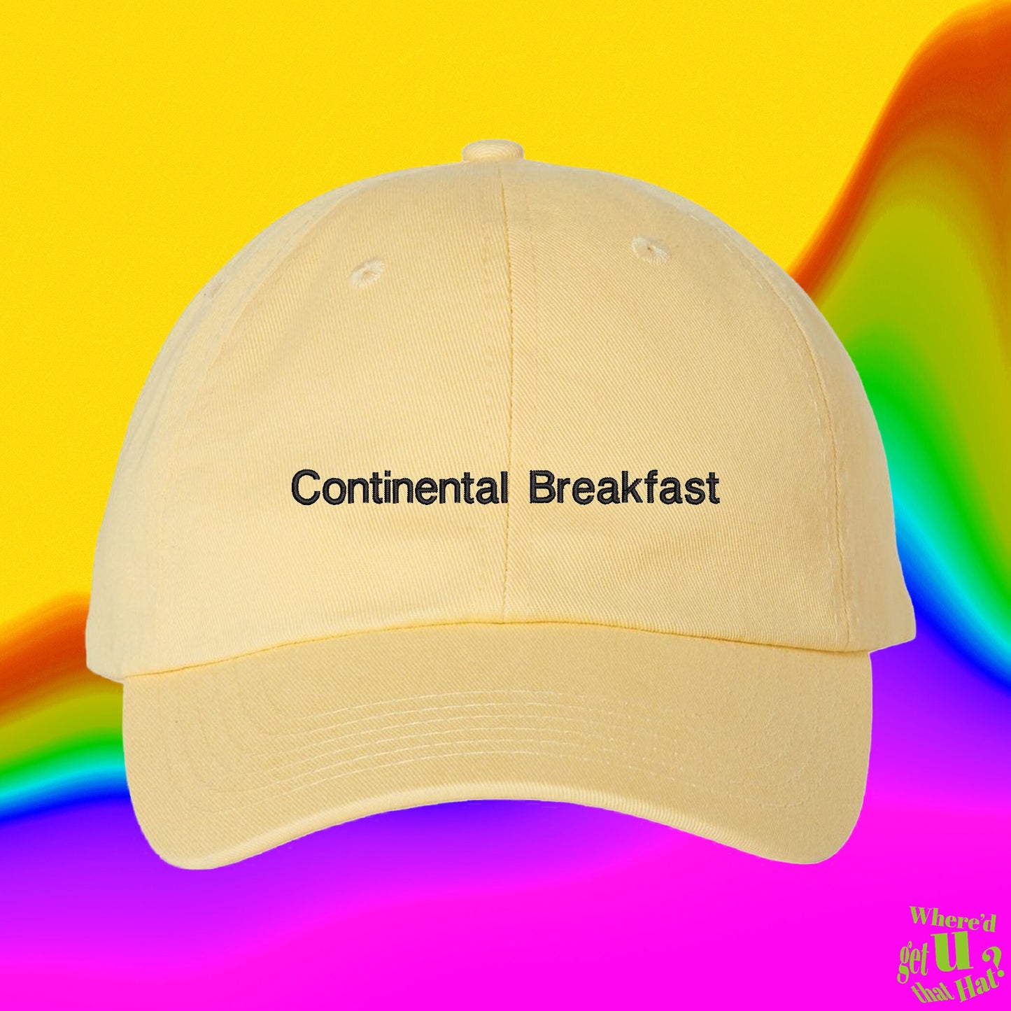 Continental Breakfast Hat | Breakfast Lover | Foodie | Restaurant | Custom Color Adjustable Embroidered Dad Hat