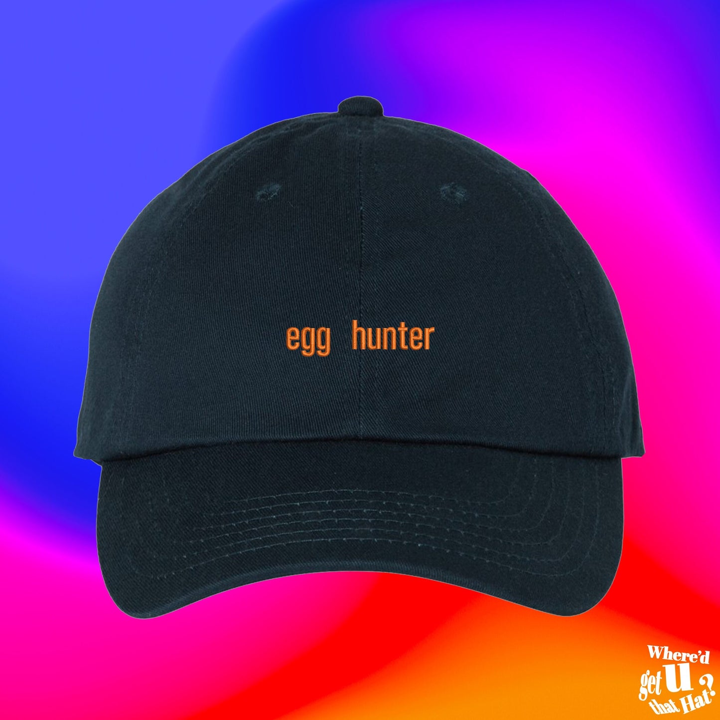 Egg Hunter Hat | Adult Easter Basket Stuffer Idea | Custom Color Adjustable Embroidered Dad Hat