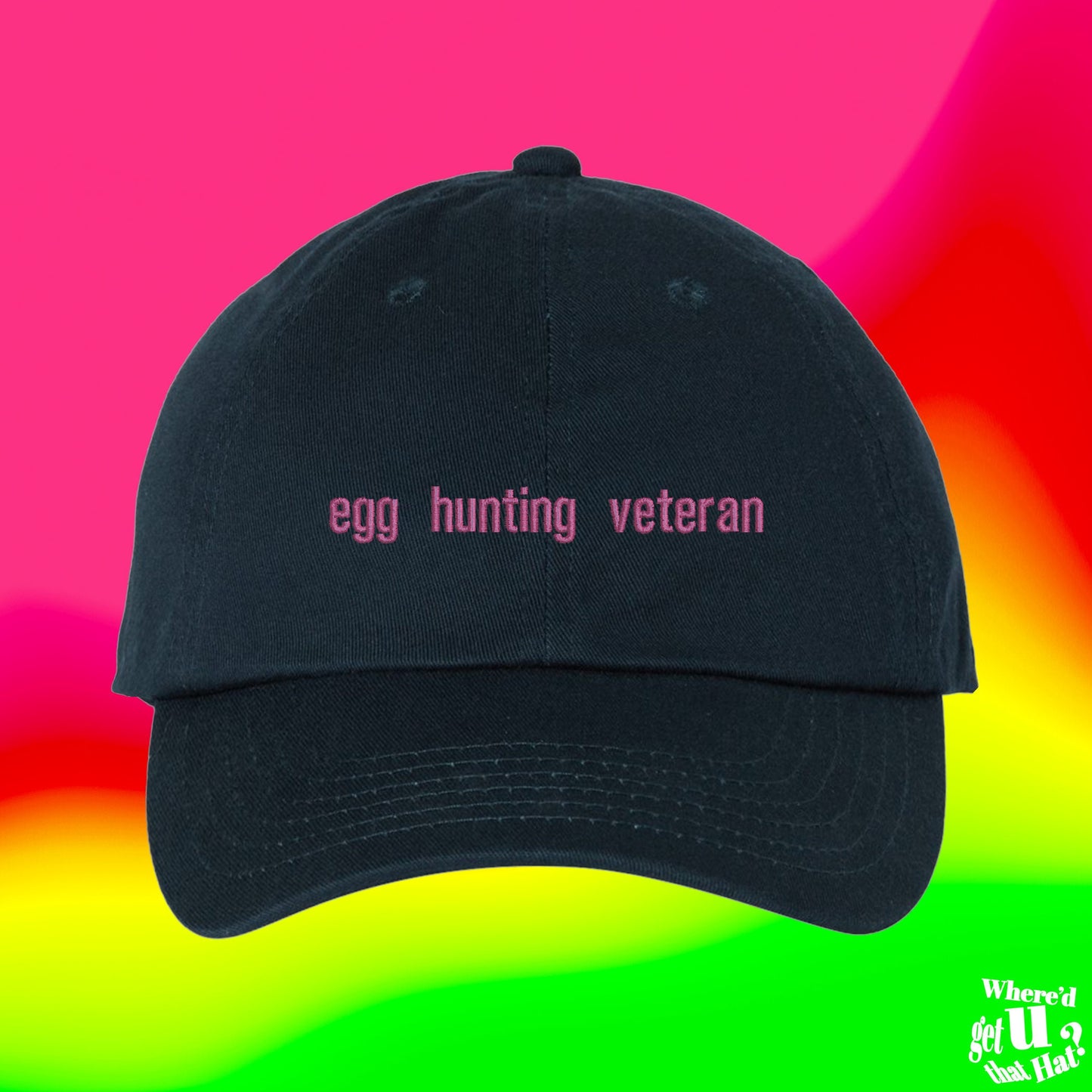 Egg Hunting Veteran Hat | Adult Easter Basket Stuffer Idea | Custom Color Adjustable Embroidered Dad Hat