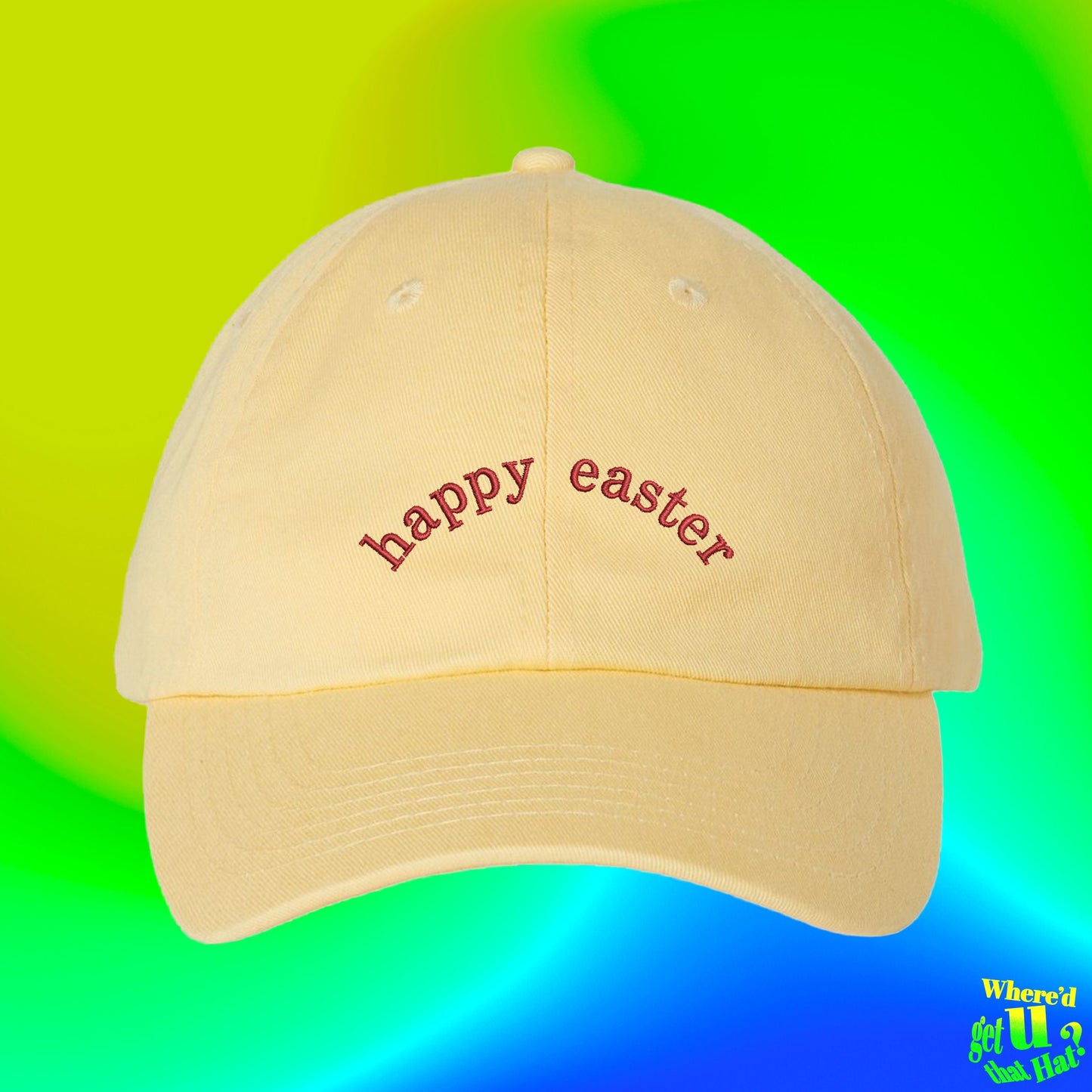 Happy Easter Hat | Adult Easter Basket Stuffer Idea | Custom Color Adjustable Embroidered Dad Hat