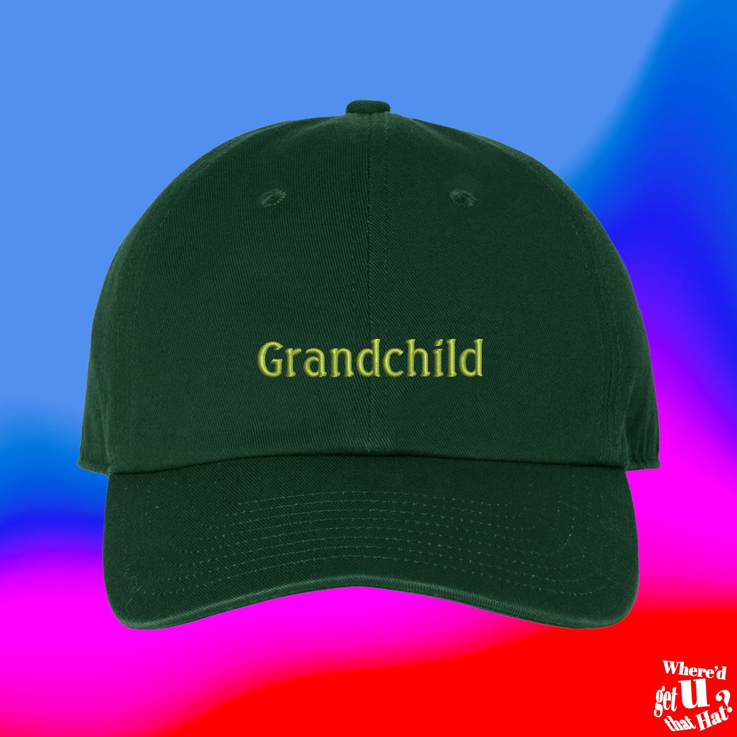 Grandchild Hat | Grandfather Gift | Fathers Day Hat | Gifts For Dad | Number One Dad |  Custom Color Adjustable Embroidered Dad Hat